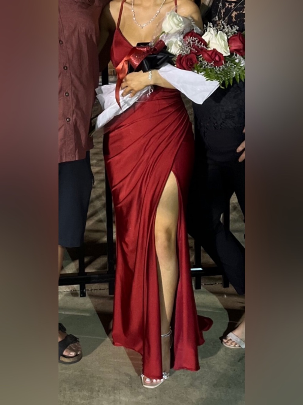 Red High-Slit Evening Gown